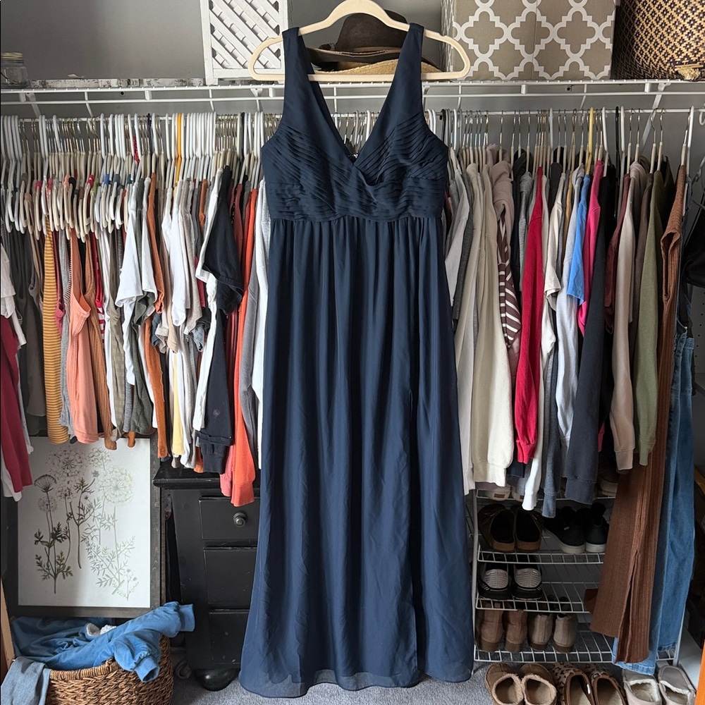 Birdy Grey Laurie Empire Navy Bridesmaids Dress in Chiffon